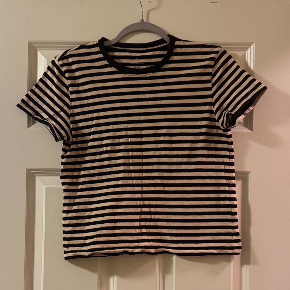 Everlane Classic Black and Cream Striped Tee
